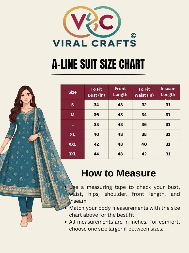 A-Line Suit Size Chart