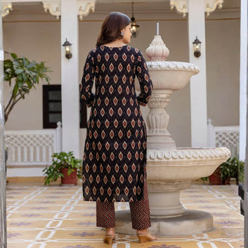 Floral Embroidered Aari Work Kurta With Trousers And Dupatta