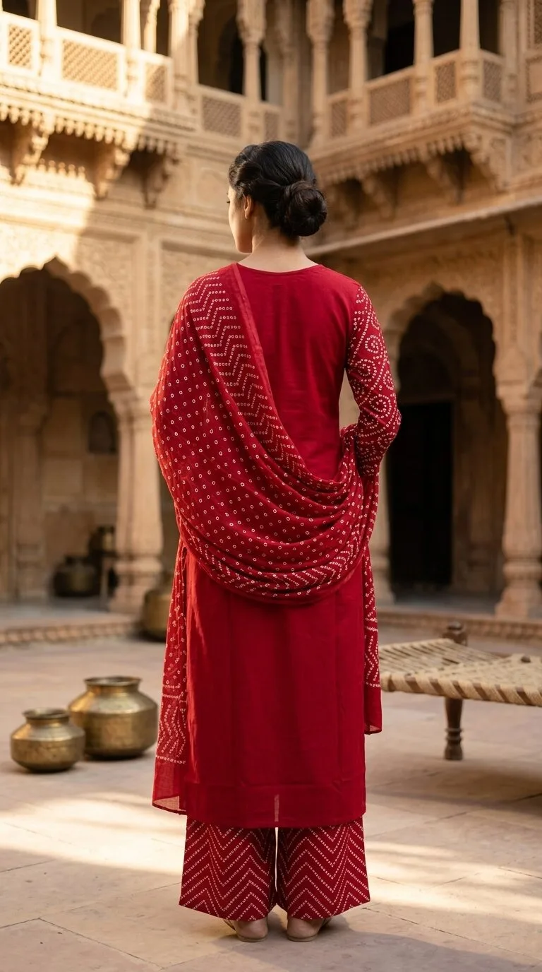 Pure Cotton 3 Pcs Bandhani Suits